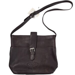 VTG Le Donne Leather Hobo Horse Stamp Dark Brown Leather Crossbody Bag Purse